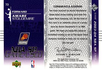 2003-04 SP Game Used #73 Amare Stoudemire Back
