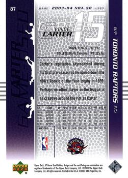 2003-04 SP Game Used #87 Vince Carter Back