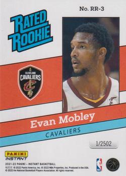 2021-22 Panini Instant Rated Rookie Retro #RR-3 Evan Mobley Back