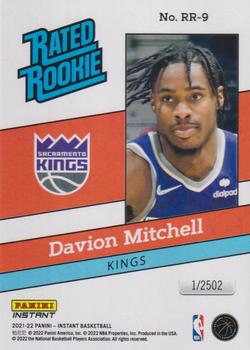 2021-22 Panini Instant Rated Rookie Retro #RR-9 Davion Mitchell Back
