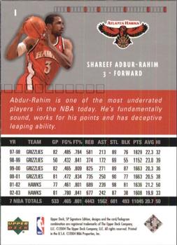 2003-04 SP Signature Edition #1 Shareef Abdur-Rahim Back