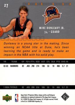 2003-04 SP Signature Edition #27 Mike Dunleavy Back