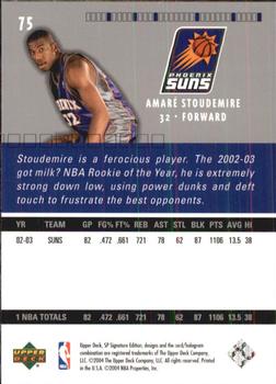 2003-04 SP Signature Edition #75 Amare Stoudemire Back