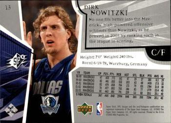 2003-04 SPx #13 Dirk Nowitzki Back