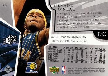 2003-04 SPx #30 Jermaine O'Neal Back