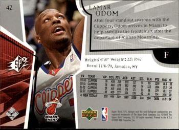 2003-04 SPx #42 Lamar Odom Back