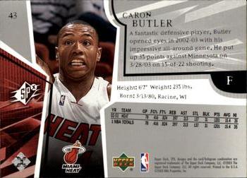 2003-04 SPx #43 Caron Butler Back
