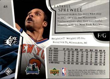 2003-04 SPx #48 Latrell Sprewell Back