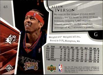 2003-04 SPx #63 Allen Iverson Back