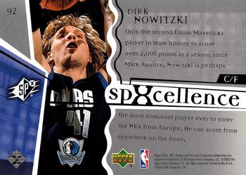 2003-04 SPx #92 Dirk Nowitzki Back