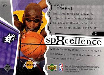 2003-04 SPx #96 Shaquille O'Neal Back