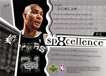 2003-04 SPx #107 Tim Duncan Back