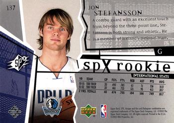 2003-04 SPx #137 Jon Stefansson Back