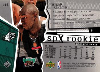 2003-04 SPx #144 Theron Smith Back