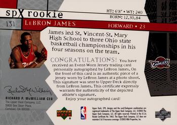 2003-04 SPx #151 LeBron James Back
