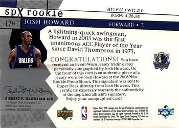 2003-04 SPx #176 Josh Howard Back