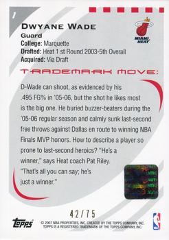 2006-07 Topps Trademark Moves - Autographs #1 Dwyane Wade Back