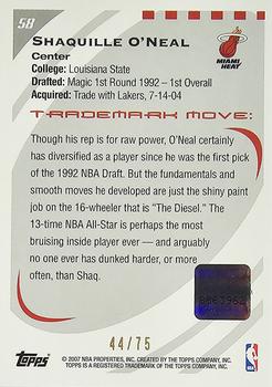 2006-07 Topps Trademark Moves - Autographs #58 Shaquille O'Neal Back