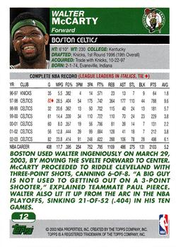 2003-04 Topps #12 Walter McCarty Back