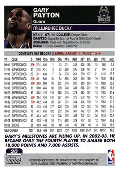 2003-04 Topps #20 Gary Payton Back