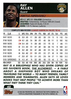 2003-04 Topps #48 Ray Allen Back