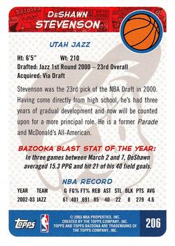 2003-04 Bazooka #206 DeShawn Stevenson Back