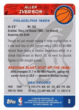2003-04 Bazooka #3 Allen Iverson Back