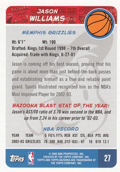 2003-04 Bazooka #27 Jason Williams Back