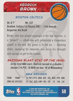 2003-04 Bazooka #58 Kedrick Brown Back