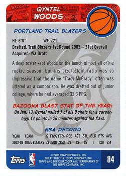 2003-04 Bazooka #84 Qyntel Woods Back