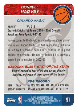 2003-04 Bazooka #91 Donnell Harvey Back