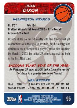 2003-04 Bazooka #95 Juan Dixon Back