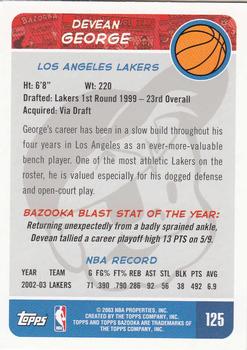 2003-04 Bazooka #125 Devean George Back