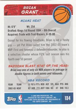 2003-04 Bazooka #134 Brian Grant Back