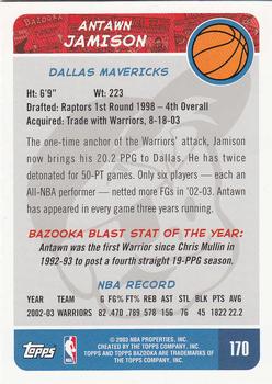 2003-04 Bazooka #170 Antawn Jamison Back