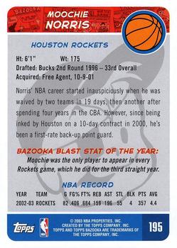 2003-04 Bazooka #195 Moochie Norris Back