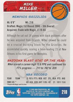 2003-04 Bazooka #218 Mike Miller Back