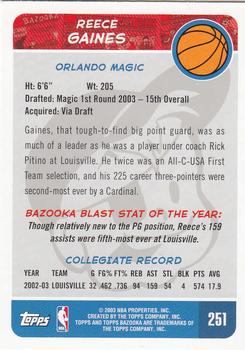 2003-04 Bazooka #251 Reece Gaines Back