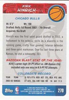 2003-04 Bazooka #270 Kirk Hinrich Back