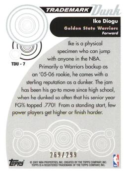 2006-07 Topps Trademark Moves - Trademark Dunk Foil #TDU-7 Ike Diogu Back