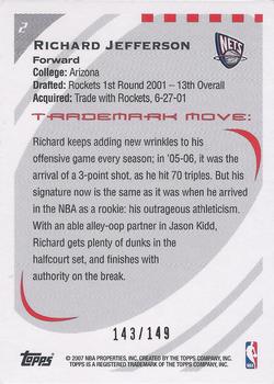 2006-07 Topps Trademark Moves - Rainbow #2 Richard Jefferson Back