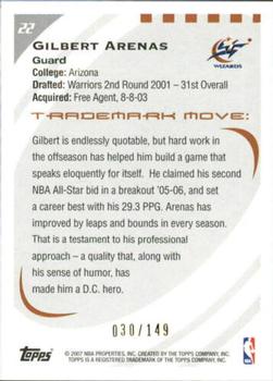 2006-07 Topps Trademark Moves - Rainbow #22 Gilbert Arenas Back