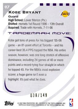 2006-07 Topps Trademark Moves - Rainbow #47 Kobe Bryant Back