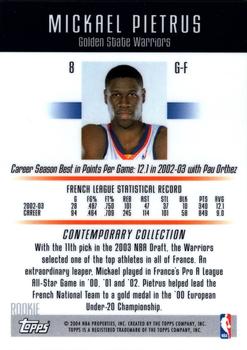 2003-04 Topps Contemporary Collection #8 Mickael Pietrus Back