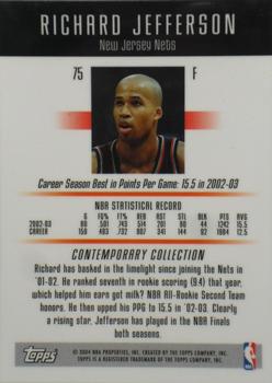 2003-04 Topps Contemporary Collection #75 Richard Jefferson Back