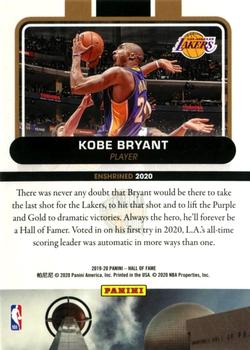 2020 Panini Basketball Hall of Fame #NNO Kobe Bryant Back