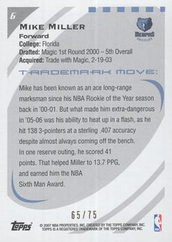 2006-07 Topps Trademark Moves - Wood #6 Mike Miller Back