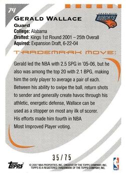 2006-07 Topps Trademark Moves - Wood #74 Gerald Wallace Back