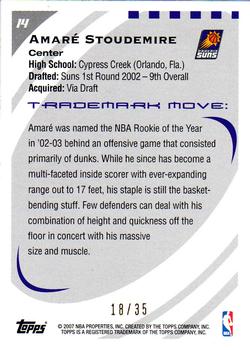 2006-07 Topps Trademark Moves - Wood Red #14 Amare Stoudemire Back