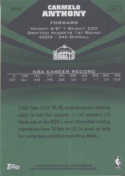 2006-07 Topps Triple Threads - Emerald #86 Carmelo Anthony Back